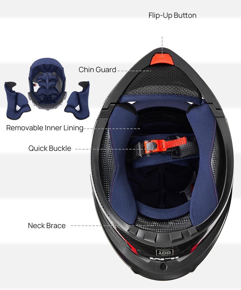 ILM Modular Full Face Motorcycle Helmet with Dual Visor - DOT Approved - Image 5
