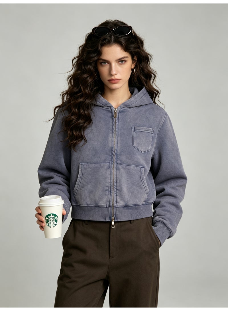 زارا ZARA makes old washed hooded zipper coat. - Image 4