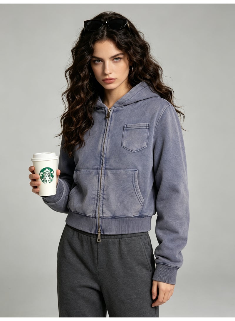 زارا ZARA makes old washed hooded zipper coat. - Image 2