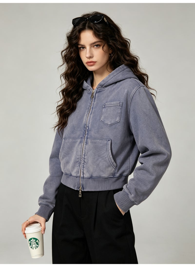 زارا ZARA makes old washed hooded zipper coat. - Image 3