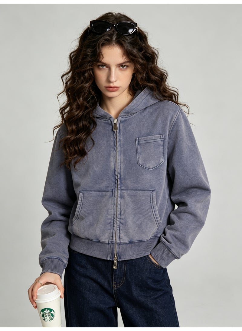 زارا ZARA makes old washed hooded zipper coat. - Image 5