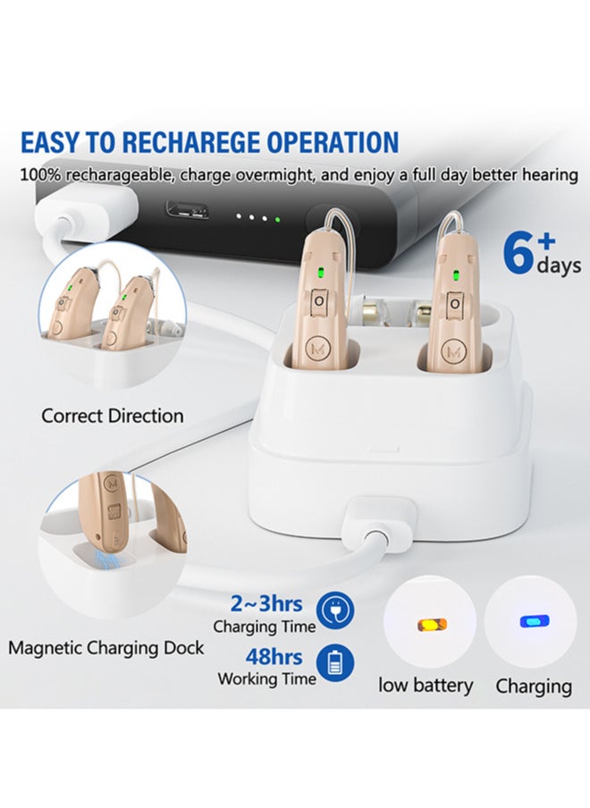 Chixing Rechargeable Hearing Aids for Seniors, Noise Cancelling, Hearing Aid Amplifier with Charging Case  - Image 2