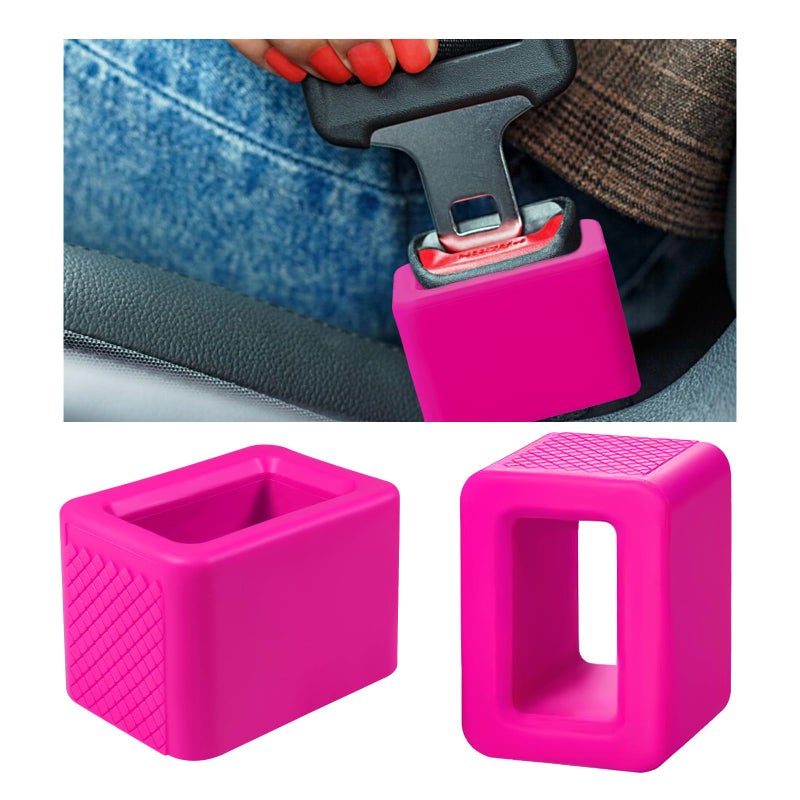 Ohleats 2 PCS Seat Belt Buckle Holder Silicone Buckle Booster Raises Your Seat Belt for Easy Access Buckle Cover Makes Receptacle Upright Buckling Car Accessories for Kids Bright Pink - Image 3