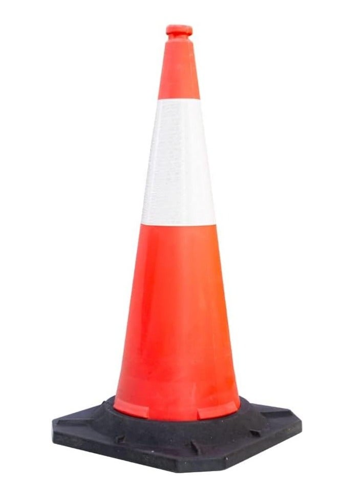 Traffic Cone with PE Base - 100 CM (1 meter) | PPC Road Safety Reflective Traffic Cone | High Visibility Red Street Cone | Portable Wind Resistant Outdoor Cone... - Image 1