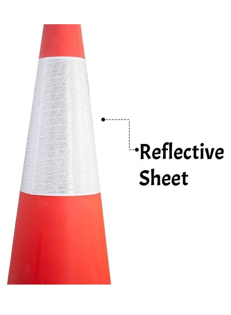 Traffic Cone with PE Base - 100 CM (1 meter) | PPC Road Safety Reflective Traffic Cone | High Visibility Red Street Cone | Portable Wind Resistant Outdoor Cone... - Image 3