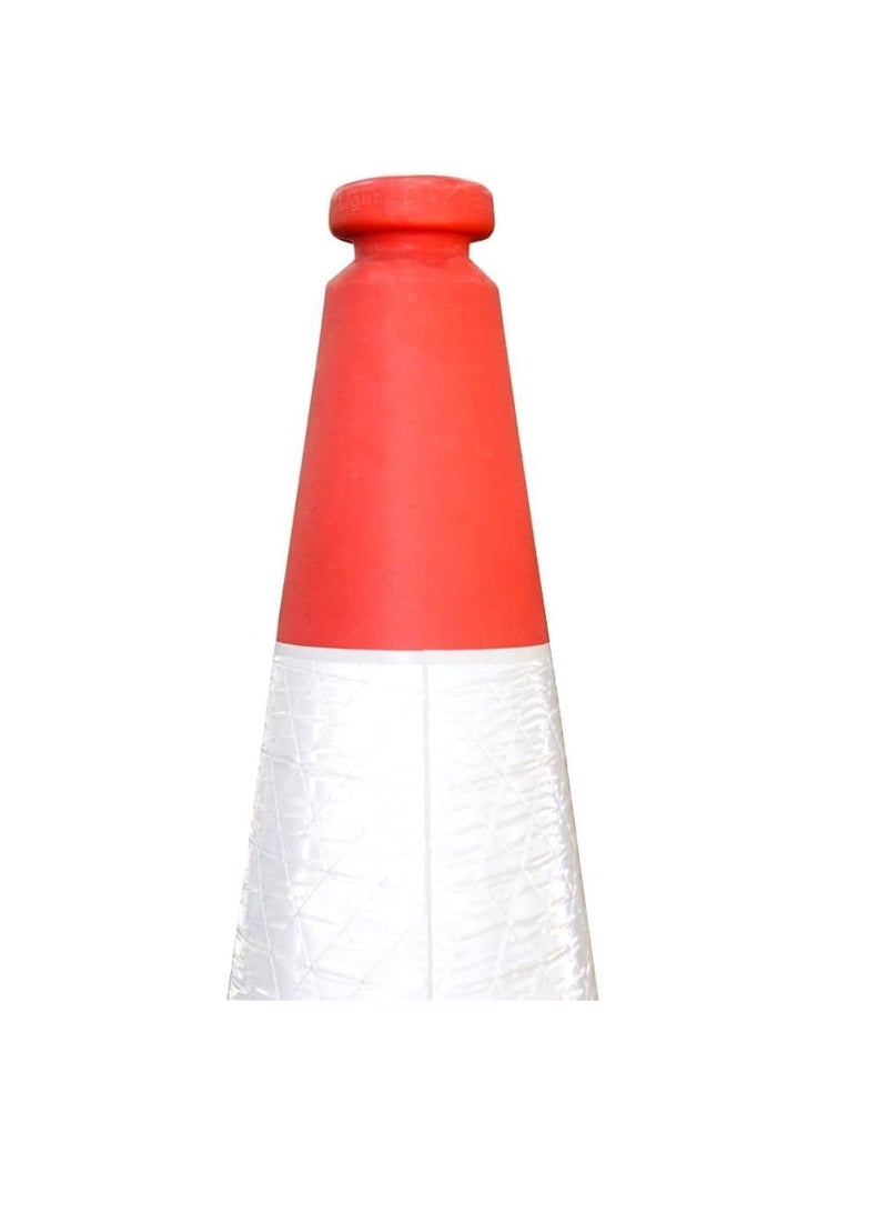 Traffic Cone with PE Base - 100 CM (1 meter) | PPC Road Safety Reflective Traffic Cone | High Visibility Red Street Cone | Portable Wind Resistant Outdoor Cone... - Image 4