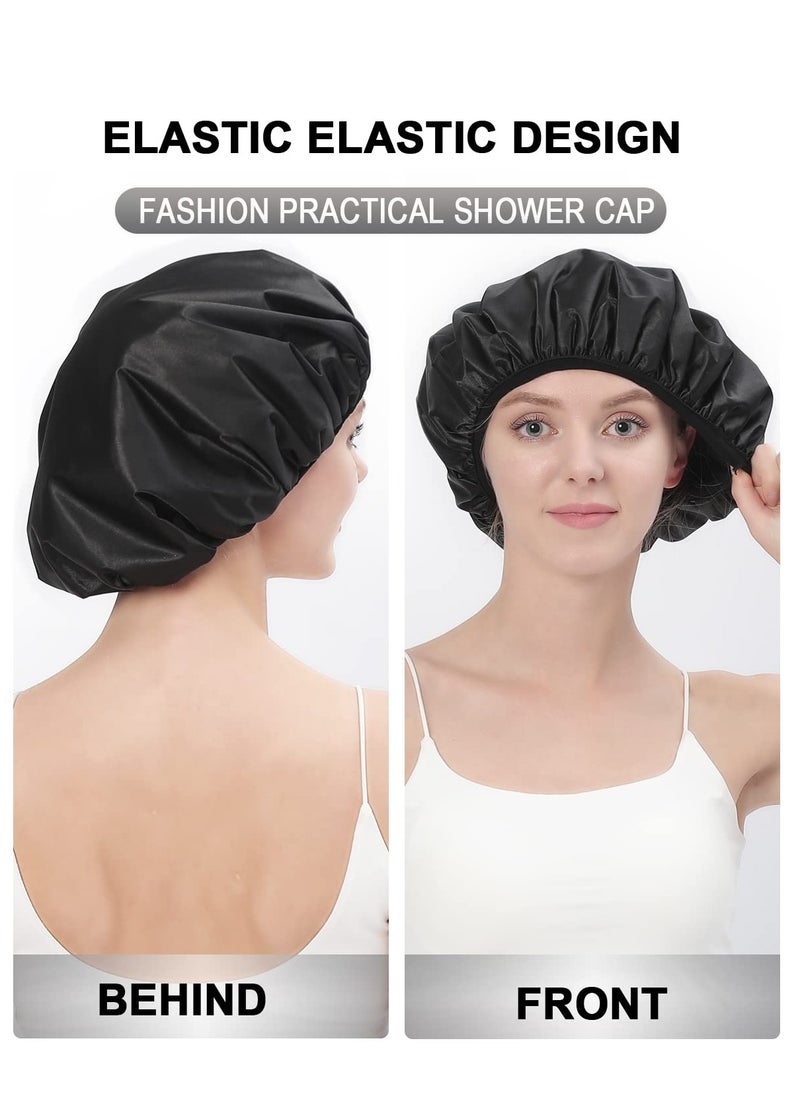RTYY Terry Lined Shower Caps, Triple Layer Large Shower Cap for Women, Reusable Shower Caps for Long Thick Hair, Waterproof Washable Soft Bath Shower Caps for Hair Care  - Image 3