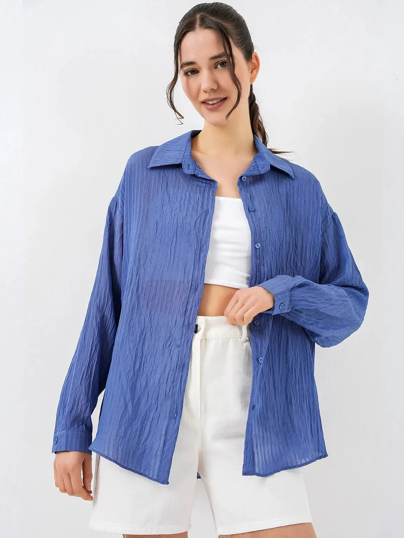 BDART Textured Long Sleeve Button-Up Shirt