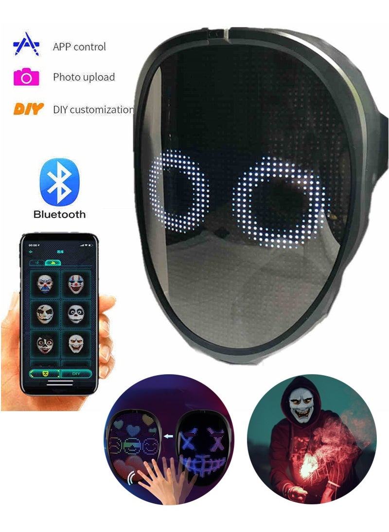 TAPIT Rechargeable LED Party Mask with Bluetooth, Light Up Mask with Gesture Sensing, Face Transforming Mask with Programmable App, Halloween DJ Costume Cosplay Party Mask for Adults and Kids - Image 1