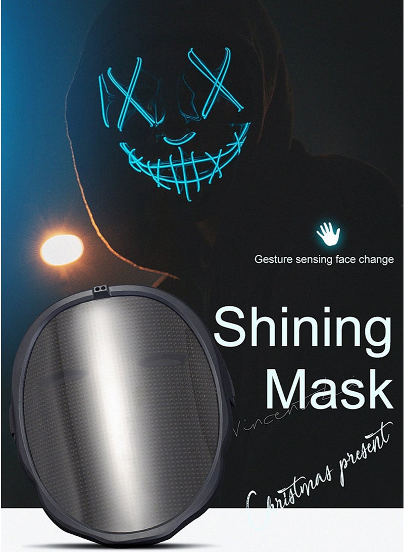 TAPIT Rechargeable LED Party Mask with Bluetooth, Light Up Mask with Gesture Sensing, Face Transforming Mask with Programmable App, Halloween DJ Costume Cosplay Party Mask for Adults and Kids - Image 2
