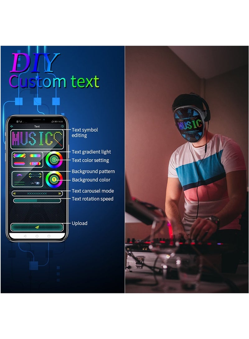 TAPIT Rechargeable LED Party Mask with Bluetooth, Light Up Mask with Gesture Sensing, Face Transforming Mask with Programmable App, Halloween DJ Costume Cosplay Party Mask for Adults and Kids - Image 5