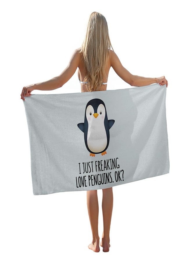 Tzhim Penguin Beach Towels, Cute Penguin Gifts, Sand Towel Large Bath Towels Gifts for Women, Girls, Kids, Toddler, 29x60in - Image 1