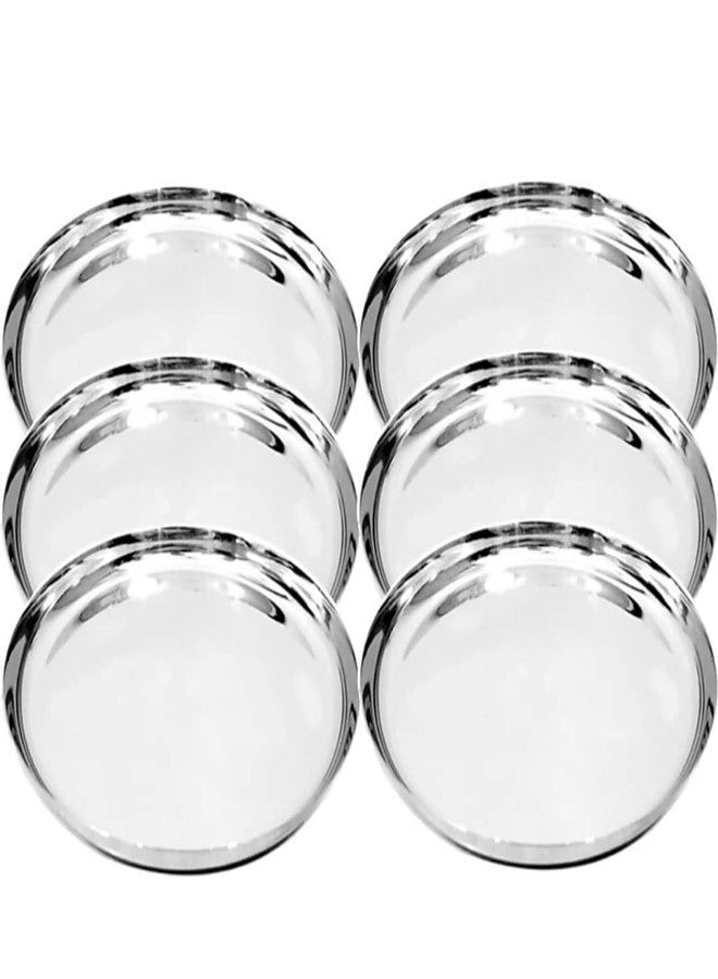 SILVESTER® Stainless Steel Heavy Gauge Apple Kulcha thali Dinner Plates Thali Set, Dinner Plate (6) - Image 4