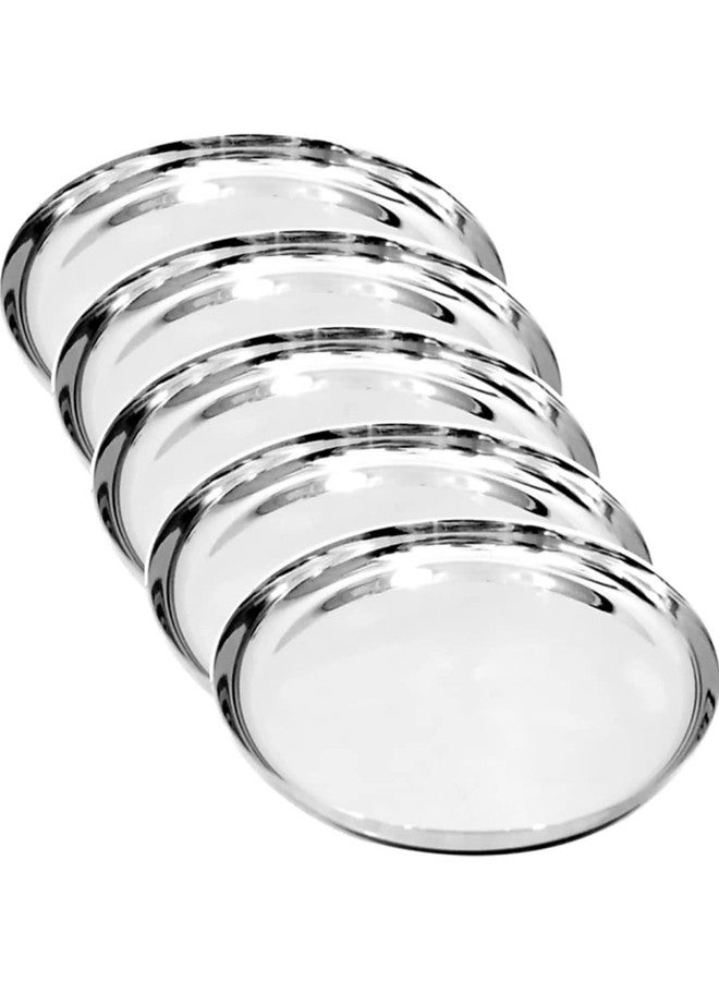 SILVESTER® Stainless Steel Heavy Gauge Apple Kulcha thali Dinner Plates Thali Set, Dinner Plate (6) - Image 3