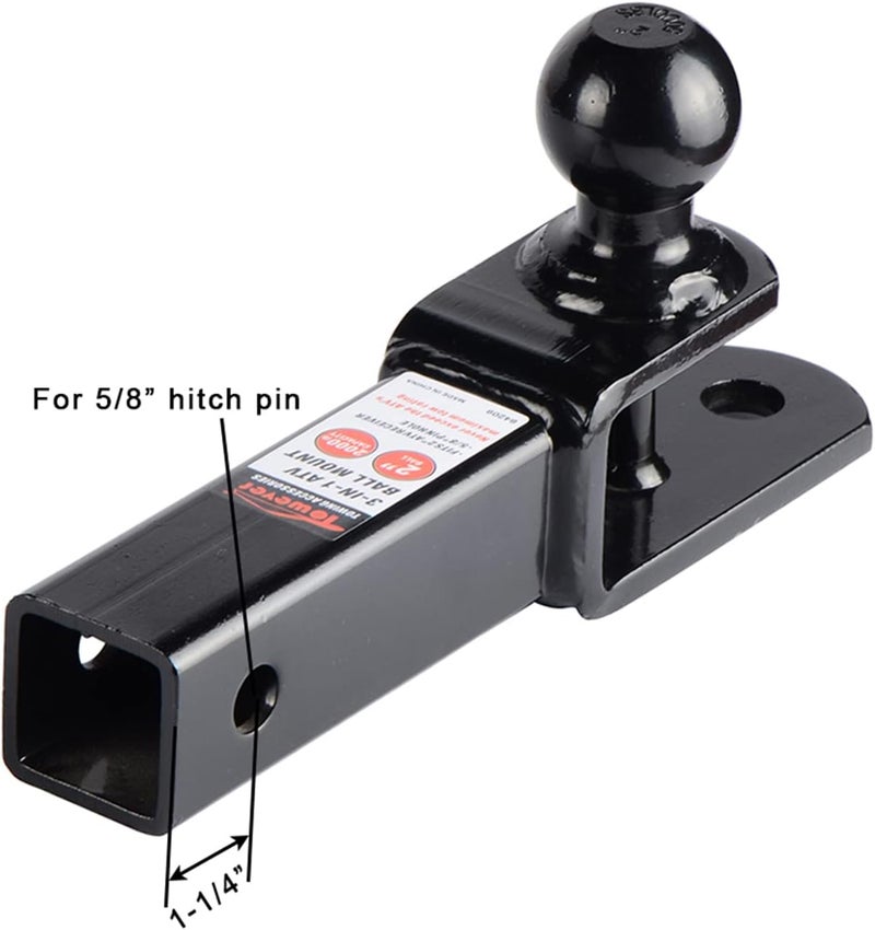 Towever 84209 2 inches ATV Receiver Hitch 3 in 1 Ball Mount with 2 inches Ball - Image 5