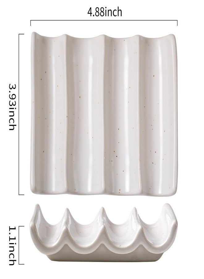 Caigmo Soap Dish, Draining Ceramic Soap Holder Fluted Design Bar Soap Holder for Shower Bathroom, Soap Saver, Gift for Women Man, White 1 Pcs - Image 5