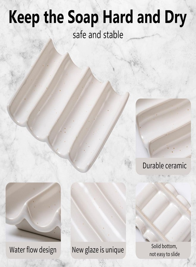 Caigmo Soap Dish, Draining Ceramic Soap Holder Fluted Design Bar Soap Holder for Shower Bathroom, Soap Saver, Gift for Women Man, White 1 Pcs - Image 4