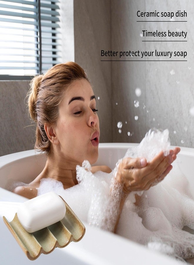 Caigmo Soap Dish, Draining Ceramic Soap Holder Fluted Design Bar Soap Holder for Shower Bathroom, Soap Saver, Gift for Women Man, White 1 Pcs - Image 3