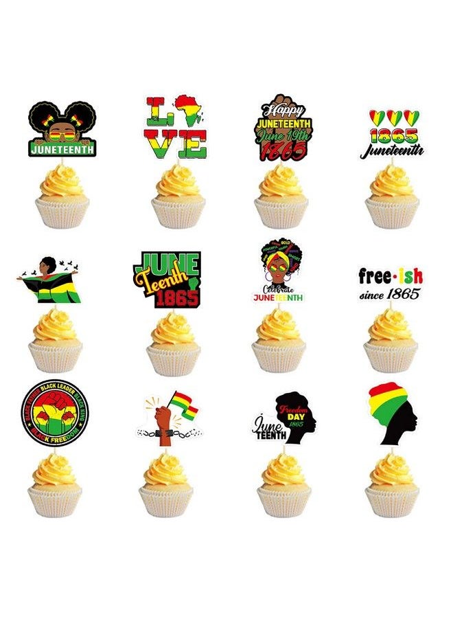 CupaPlay - 36Pcs Happy Juneteenth Day Cupcake Toppers 1865 Freedom Day Patriotic Party Favors Supplies Decorations Gifts Goodie Bag Stuffers Fillers - Image 1