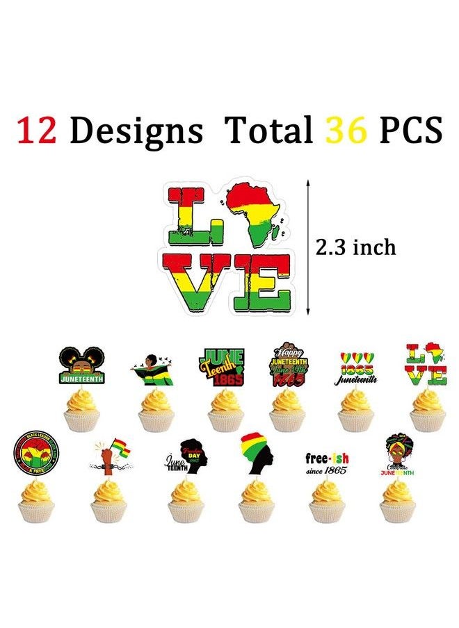 CupaPlay - 36Pcs Happy Juneteenth Day Cupcake Toppers 1865 Freedom Day Patriotic Party Favors Supplies Decorations Gifts Goodie Bag Stuffers Fillers - Image 1