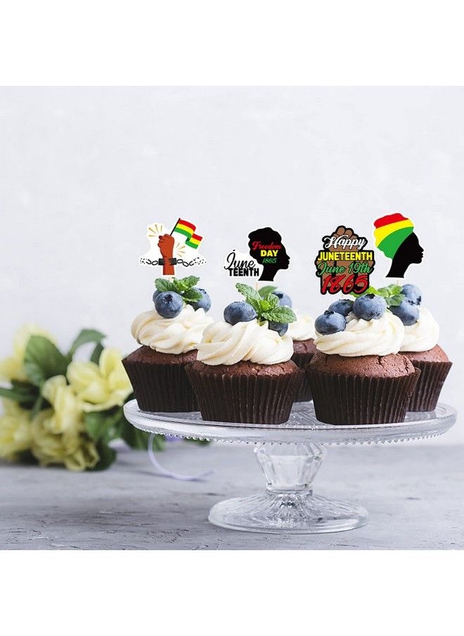 CupaPlay - 36Pcs Happy Juneteenth Day Cupcake Toppers 1865 Freedom Day Patriotic Party Favors Supplies Decorations Gifts Goodie Bag Stuffers Fillers - Image 1