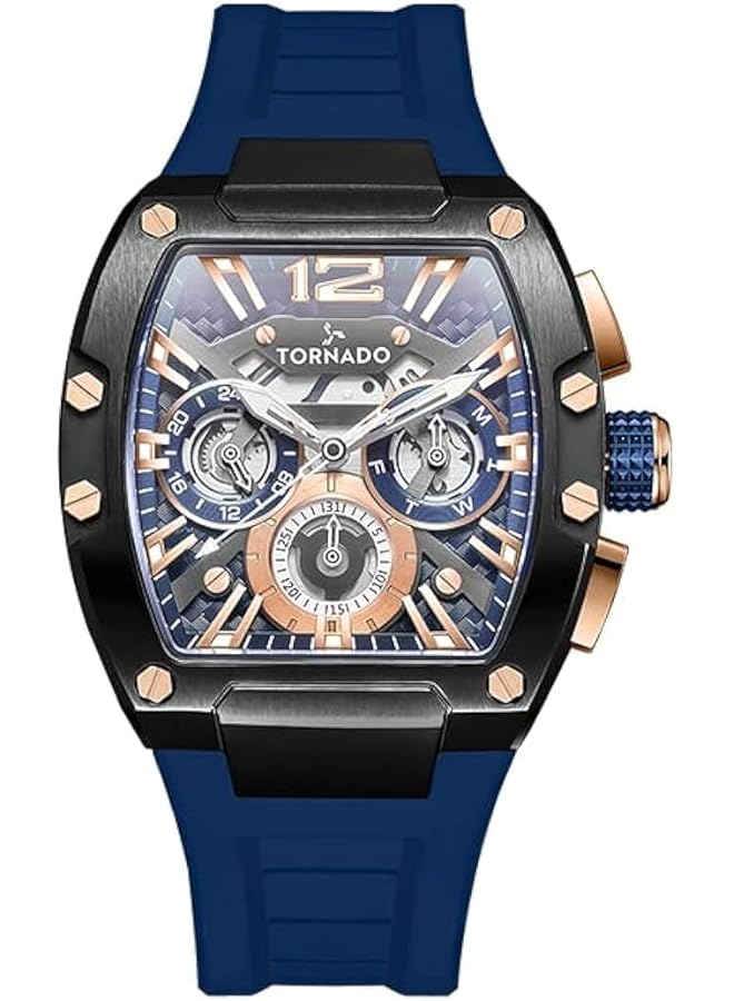 TORNADO Xenith Men Vx9J High Precision Japanese Quartz Movement Watch Multi Function Display And Premium Flexible And Durable Silicone Strap T23105 Bsnnk Blue - Image 1