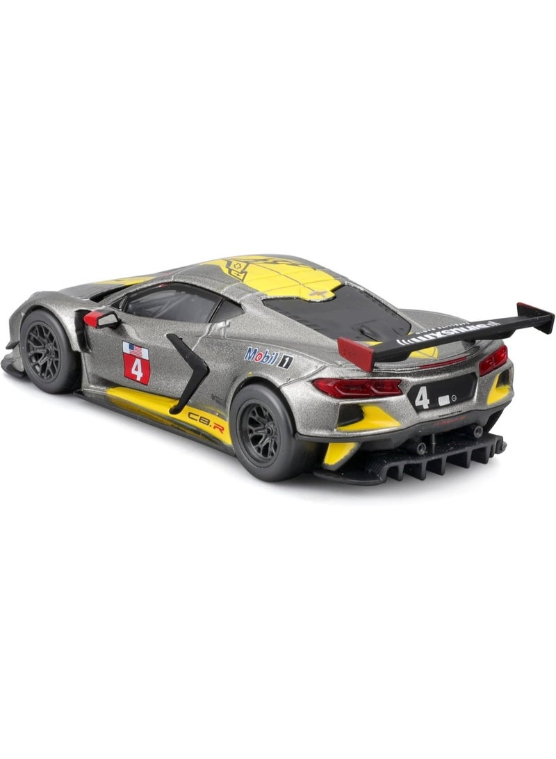 BBURAGO - 2020 Chevrolet Corvette  C8R 1:43 Scale 18-38312 | Grey Yellow Die-Cast Model Car, 1:43 Scale RACE Collection, Official Licensed Racing Replica, Display Collectible Vehicle, Recommended 14+ - Image 2