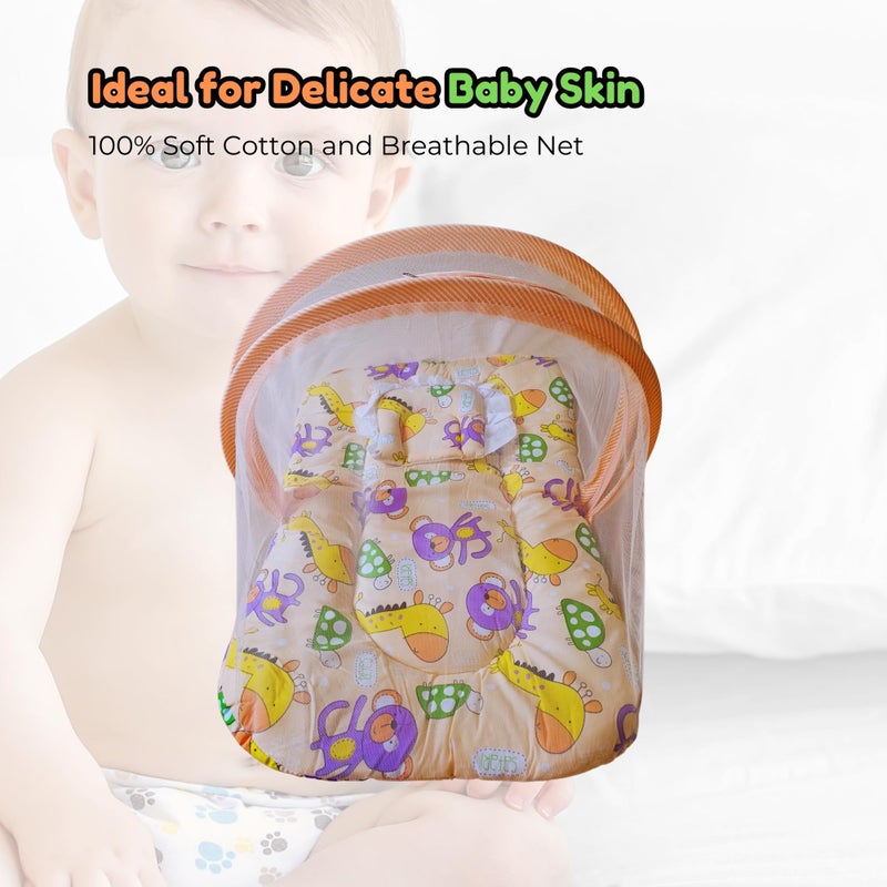 Hooper? Infant Baby Bedding Set with Mosquito Net, Baby Bedding/Gadda for Newborns, Portable Baby Bed with Trendy Design Print, Baby Gifts, 0-12 Months, Size 74 * 45, Peach - Image 4