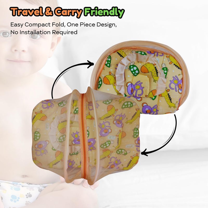 Hooper? Infant Baby Bedding Set with Mosquito Net, Baby Bedding/Gadda for Newborns, Portable Baby Bed with Trendy Design Print, Baby Gifts, 0-12 Months, Size 74 * 45, Peach - Image 5