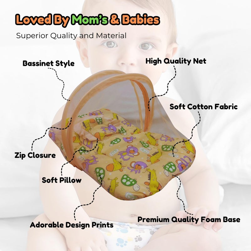 Hooper? Infant Baby Bedding Set with Mosquito Net, Baby Bedding/Gadda for Newborns, Portable Baby Bed with Trendy Design Print, Baby Gifts, 0-12 Months, Size 74 * 45, Peach - Image 3