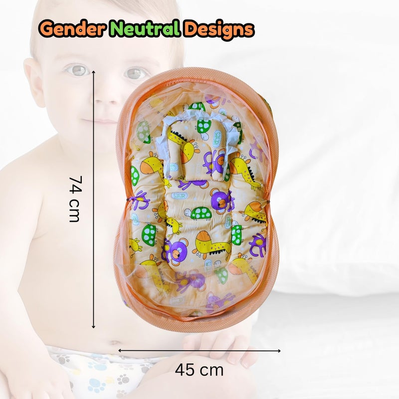 Hooper? Infant Baby Bedding Set with Mosquito Net, Baby Bedding/Gadda for Newborns, Portable Baby Bed with Trendy Design Print, Baby Gifts, 0-12 Months, Size 74 * 45, Peach - Image 2
