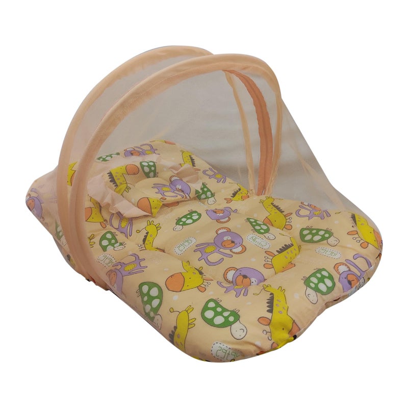 Hooper? Infant Baby Bedding Set with Mosquito Net, Baby Bedding/Gadda for Newborns, Portable Baby Bed with Trendy Design Print, Baby Gifts, 0-12 Months, Size 74 * 45, Peach - Image 1