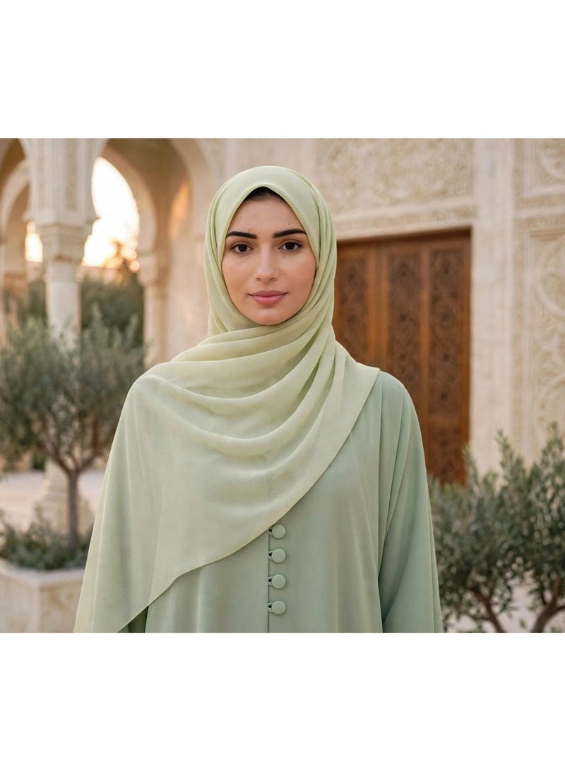 IKKXA Button Accent Round Neckline A Line Abaya - Image 5