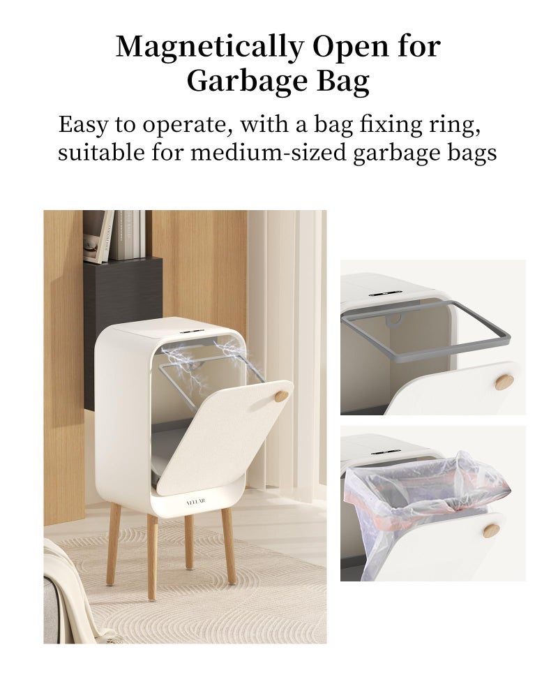 VEELAR Motion Sensor Trash Can - Automatic Touchless 5.5 Gallon / 20L Garbage Bin for Bathroom Livingroom, Bedroom, Office (White) - Image 4
