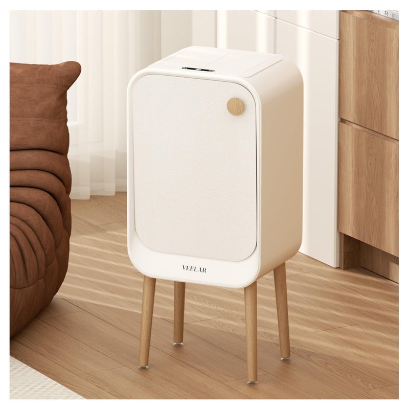 VEELAR Motion Sensor Trash Can - Automatic Touchless 5.5 Gallon / 20L Garbage Bin for Bathroom Livingroom, Bedroom, Office (White) - Image 1