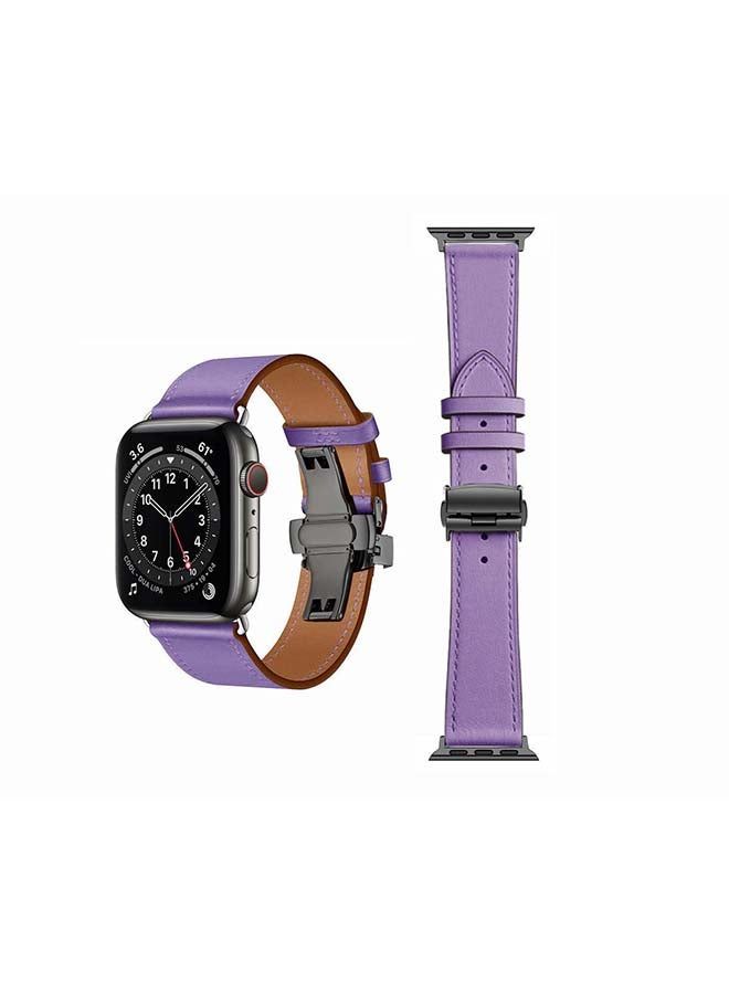 vesus Genuine Leather Replacement Band for Apple Watch Series 1/2/3/4/5/6/SE 38/40mm Purple