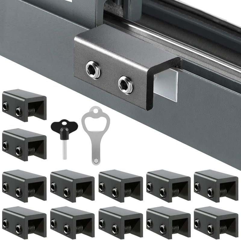 PENMAMA Sliding Window Locks (12 Sets), Security Window Locks with Keys, Adjustable Aluminum Sliding Window Stops, Easy Installation Without Drilling, for Vertical and Horizontal Sliding Windows - Image 1