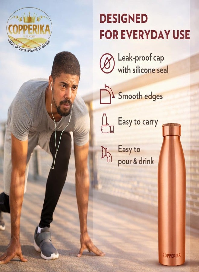 Copperika® Classic Copper Water Bottle 1 ltr litre + 1 COPPER TONGUE CLEANER FREE Original Tamba Heavy Build | Gift Item | Return GIft Item With Ayurvedic & Other Health Benefits For All Users - Image 5