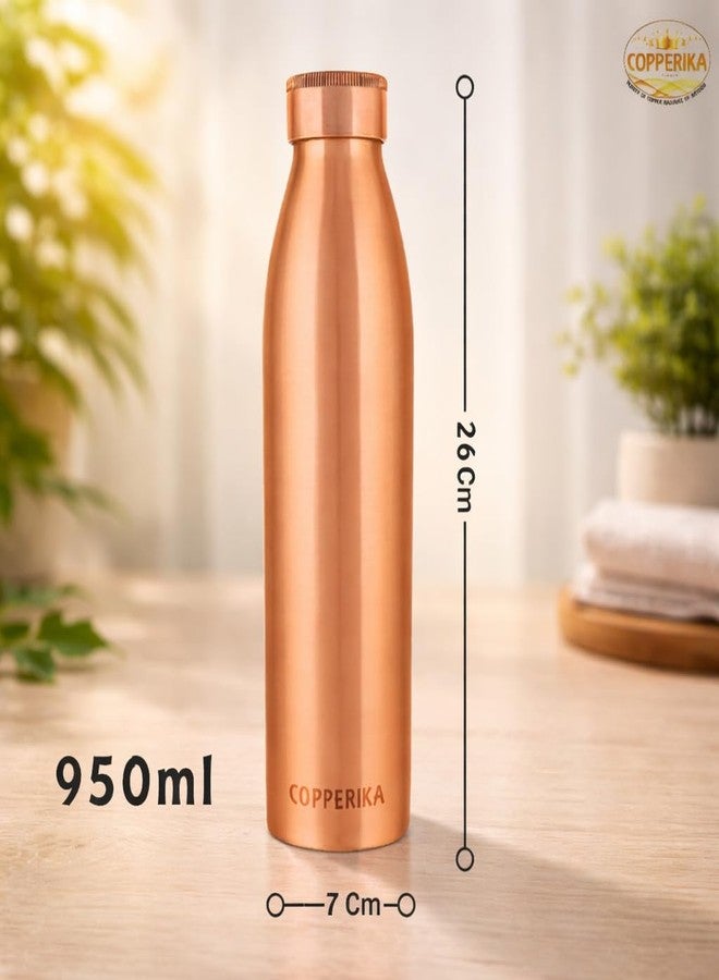 Copperika® Classic Copper Water Bottle 1 ltr litre + 1 COPPER TONGUE CLEANER FREE Original Tamba Heavy Build | Gift Item | Return GIft Item With Ayurvedic & Other Health Benefits For All Users - Image 2