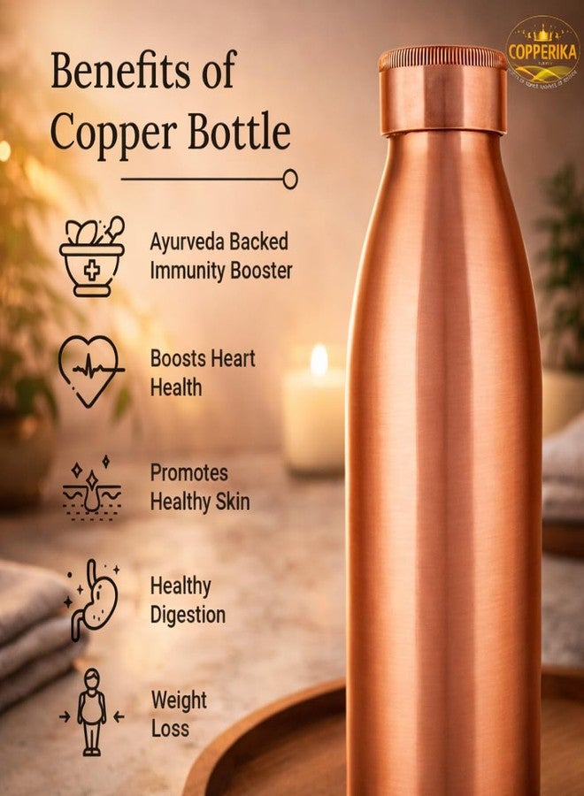 Copperika® Classic Copper Water Bottle 1 ltr litre + 1 COPPER TONGUE CLEANER FREE Original Tamba Heavy Build | Gift Item | Return GIft Item With Ayurvedic & Other Health Benefits For All Users - Image 3