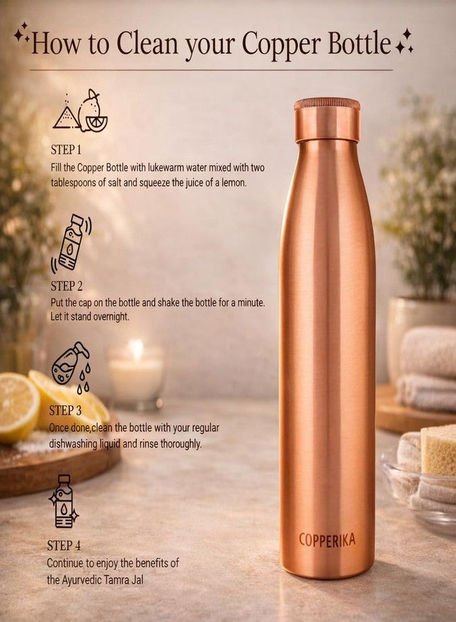Copperika® Classic Copper Water Bottle 1 ltr litre + 1 COPPER TONGUE CLEANER FREE Original Tamba Heavy Build | Gift Item | Return GIft Item With Ayurvedic & Other Health Benefits For All Users - Image 4