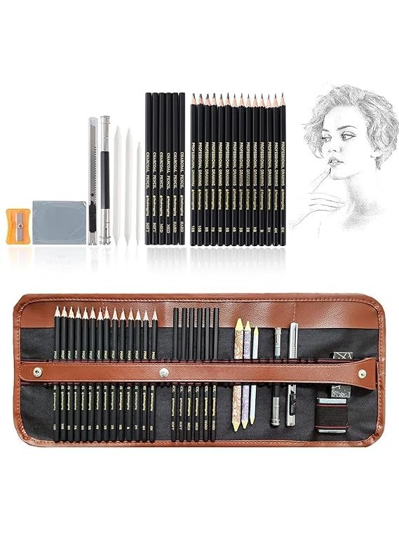 EDBIRET - EDBIRET 29pcs Sketching Pencil Set Drawing Pen Charcoal Sketch Included Graphite Pencils Charcoal Pencils Paper Erasable Pen 29pcs Total for Beginners Artist - Image 1