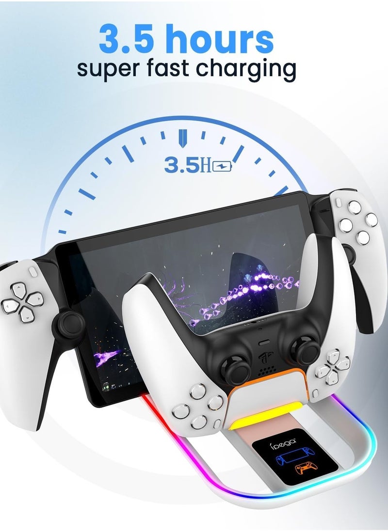 DOBE - PS Portal Charging Dock Station for PS5, Portal Remote Player and PS5 Controller, Charging Stand for PS Portal with RGB Light and USB C Charging Cable - Image 1