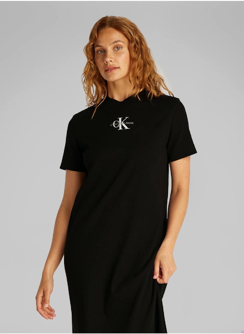 Calvin Klein Jeans - Women's Ribbed Maxi T-Shirt Dress - Cotton, Black - Image 1