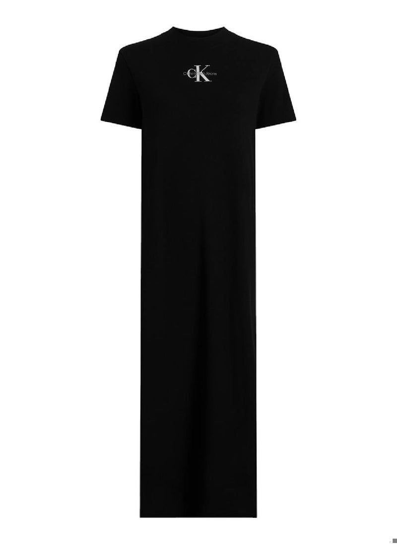 Calvin Klein Jeans - Women's Ribbed Maxi T-Shirt Dress - Cotton, Black - Image 1