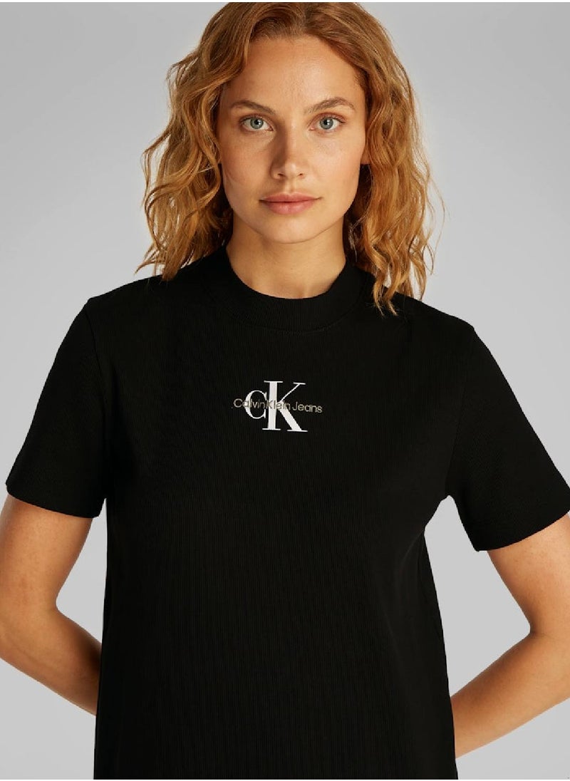 Calvin Klein Jeans - Women's Ribbed Maxi T-Shirt Dress - Cotton, Black - Image 1