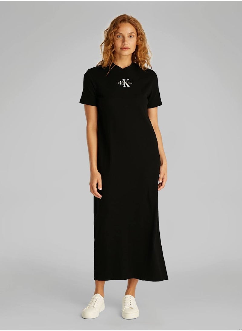 Calvin Klein Jeans - Women's Ribbed Maxi T-Shirt Dress - Cotton, Black - Image 1