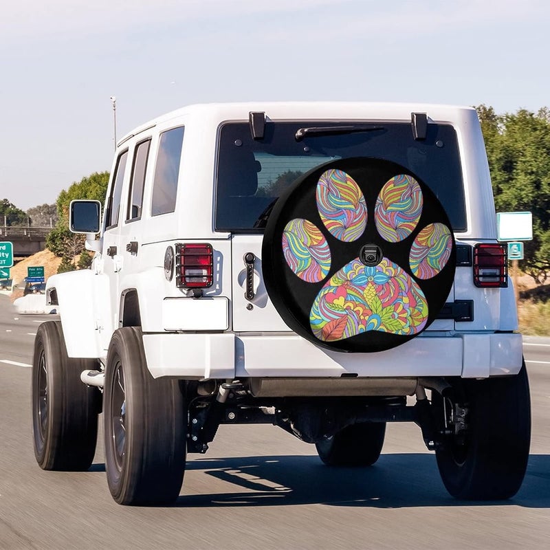 Delerain Colorful Dog Paw Print Spare Tire Cover - Image 2