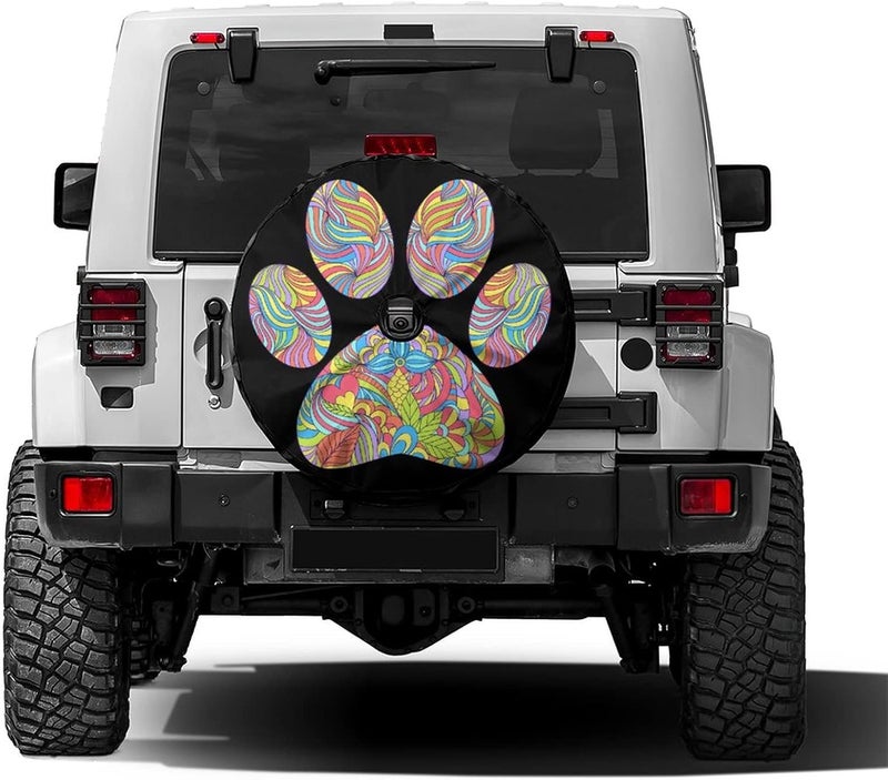 Delerain Colorful Dog Paw Print Spare Tire Cover - Image 1