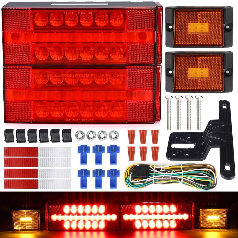 LINKITOM Submersible LED Trailer Light Kit Super Bright Fully Waterproof Tail and Turn Signal Lights for Boat Trailer